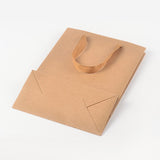 10 pc Rectangle Kraft Paper Bags, Gift Bags, Shopping Bags, Brown Paper Bag, with Nylon Cord Handles, BurlyWood, 33x28x10cm