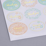 Craspire 1 Inch Thank You Sticker, DIY Label Paster Picture Stickers, Oval with Word Thank You and Flower Pattern, Colorful, Sticker: 35x25mm, about 24pcs/sheet