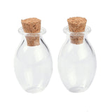 10 pcs Oval Glass Cork Bottles Ornament, Glass Empty Wishing Bottles, DIY Vials for Pendant Decorations, Clear, 15.5x26~30mm