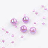 1 Roll Plastic Imitation Pearl Beaded Trim Garland Strand, Great for Door Curtain, Wedding Decoration DIY Material, Orchid, 3~8mm, about 60m/roll