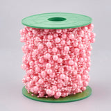 1 Roll Plastic Imitation Pearl Beaded Trim Garland Strand, Great for Door Curtain, Wedding Decoration DIY Material, Pink, 3~8mm, about 60m/roll