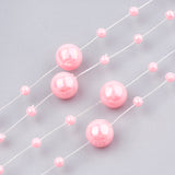 1 Roll Plastic Imitation Pearl Beaded Trim Garland Strand, Great for Door Curtain, Wedding Decoration DIY Material, Pink, 3~8mm, about 60m/roll