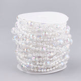 1 Roll Plastic Beaded Trim Garland Strand, Great for Door Curtain, Wedding Decoration DIY Material, Faceted Round, Clear AB, 7~12mm and 4mm, about 10m/roll