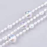 1 Roll Plastic Beaded Trim Garland Strand, Great for Door Curtain, Wedding Decoration DIY Material, Faceted Round, Clear AB, 7~12mm and 4mm, about 10m/roll