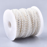 1 Roll Plastic Imitation Pearl Beaded Trim Garland Strand, Great for Door Curtain, Wedding Decoration DIY Material, with Rhinestone, Creamy White, 13.5x3.5mm, 10yards/roll