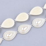 1 Roll Plastic Imitation Pearl Beaded Trim Garland Strand, Great for Door Curtain, Wedding Decoration DIY Material, Teardrop, Floral White, 13x3.5mm, 10yards/roll
