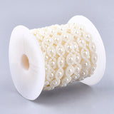 1 Roll Plastic Imitation Pearl Beaded Trim Garland Strand, Great for Door Curtain, Wedding Decoration DIY Material, Creamy White, 13x3mm, 10yards/roll