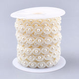 1 Roll Plastic Imitation Pearl Beaded Trim Garland Strand, Great for Door Curtain, Wedding Decoration DIY Material, Creamy White, 13x3mm, 10yards/roll