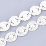 1 Roll Plastic Imitation Pearl Beaded Trim Garland Strand, Great for Door Curtain, Wedding Decoration DIY Material, Creamy White, 13x3mm, 10yards/roll
