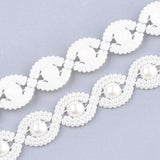 1 Roll Plastic Imitation Pearl Beaded Trim Garland Strand, Great for Door Curtain, Wedding Decoration DIY Material, Creamy White, 13x3mm, 10yards/roll