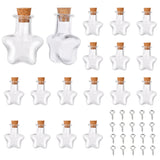 1 Bag 20Pcs Star Shape Tiny Bottle Charms Mini Wish Glass Bottles Small Potion Bottle with Cork Stopper & 20Pcs Eye Pin Peg Bails for DIY Jewellery Pendants Making Crafts Party Decor