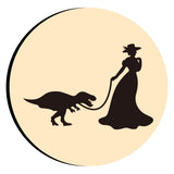 Woman with Dinosaur Wax Seal Stamps