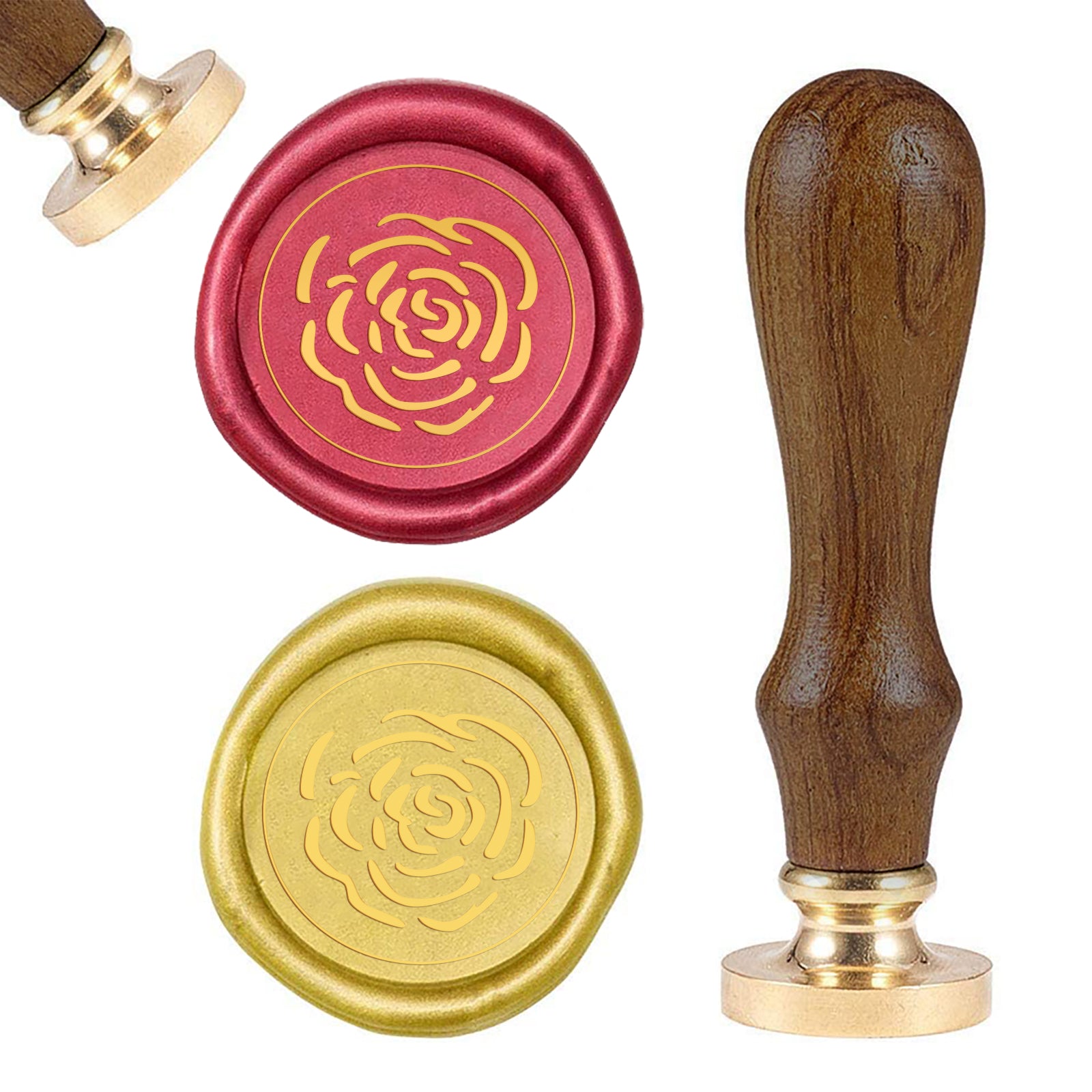 Rose Flower Wood Handle Wax Seal Stamp