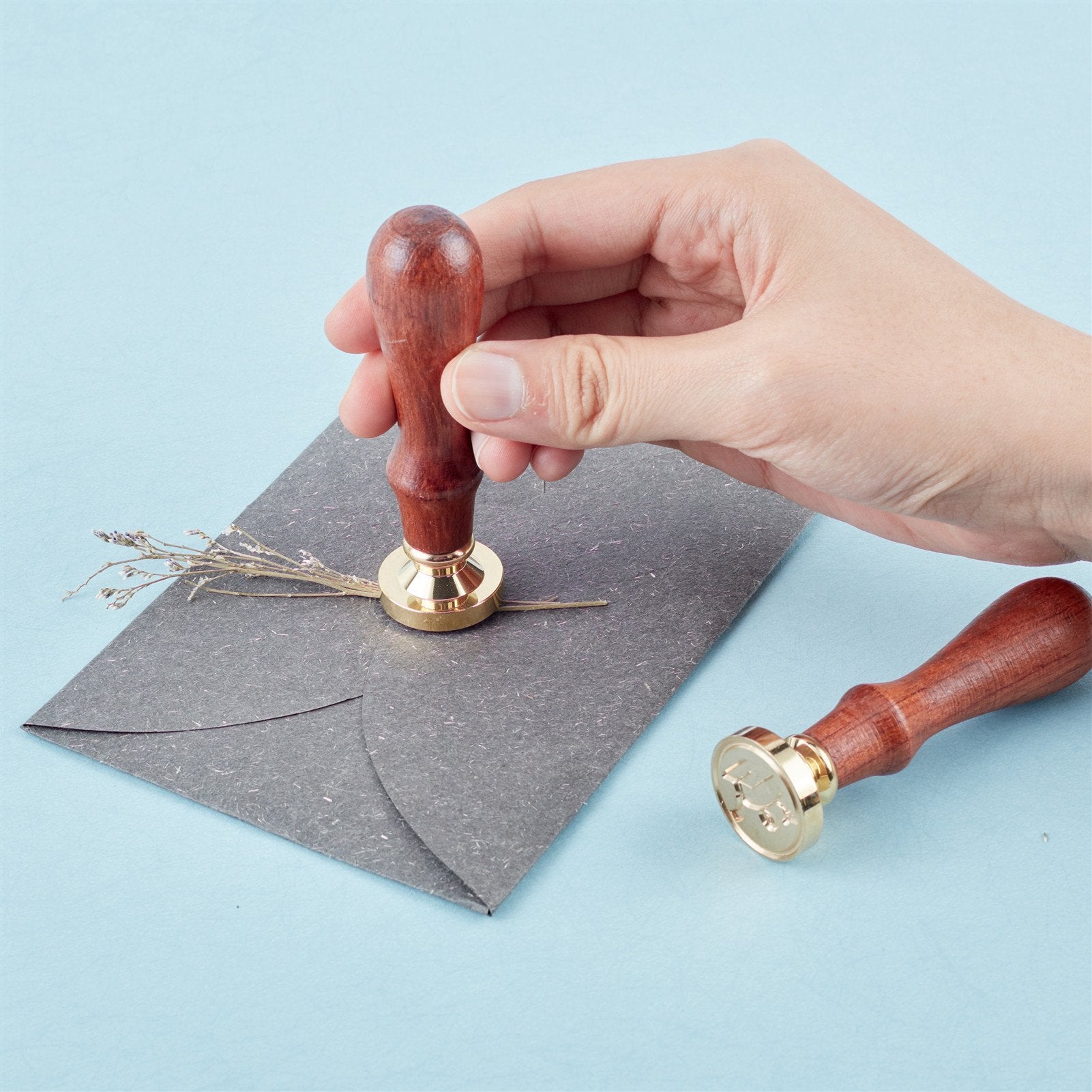 Crystal and Flower Wood Handle Wax Seal Stamp