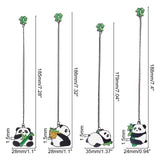 Iron Bookmarks Set, with Enamel Panda Pendant, Black