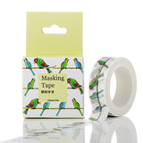Craspire Adhesive Paper Tape, for Card-Making, Scrapbooking, Diary, Planner, Envelope & Notebooks, Parrot Pattern, 15x0.2mm, 10m/roll