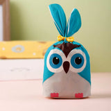 5 Bag Plastic Bags, Candy Cookie Multifunction Bags, for Party Gift Supplies, Dark Turquoise, Owl Pattern, 23x13.5cm, 50pcs/bag
