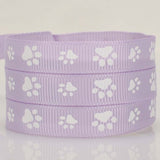 1 Roll 100 Yards Printed Polyester Grosgrain Ribbons, Garment Accessories, Paw Print Pattern, Thistle, 3/8 inch(9mm)