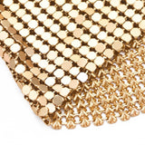 1 pc Aluminum Beaded Trim Mesh Ribbon Roll, for DIY Jewelry Craft Making, Champagne Gold, 19-1/4~19-3/4 inch(490~500mm)