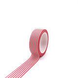 Craspire Adhesive Paper Tape, for Card-Making, Scrapbooking, Diary, Planner, Envelope & Notebooks, Stripe Pattern, Red, Red, 15mm, about 10.94 Yards(10m)/Roll