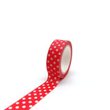Craspire Adhesive Paper Tape, for Card-Making, Scrapbooking, Diary, Planner, Envelope & Notebooks, Polka Dot Pattern, Red, Red, 15mm, about 10.94 Yards(10m)/Roll