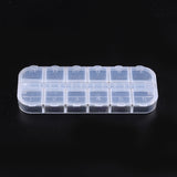 50 pcs Plastic Bead Containers, Flip Top Bead Storage, Jewelry Box for Nail Art Decoration, 12 Compartments, White, 13x5x1.5cm