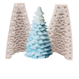 2Set 3D Christmas Tree DIY Candle Two Parts Silicone Molds, for Xmas Tree Scented Candle Making, Bisque, Assembled: 8x7.7x13.5cm, Inner Diameter: 6.2x12.1cm