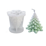 2 PCS 3D Christmas Tree DIY Candle Silicone Molds, for Xmas Tree Scented Candle Making, White, 8.5x8.5cm, Inner Diameter: 8x7.7cm