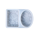 2PCS DIY Candle Silicone Molds, Resin Casting Molds, For UV Resin, Epoxy Resin Jewelry Making, Oval & Rectangle with Flower Pattern, White, 9.1x13.5x2.7cm