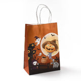 30 pc Halloween Theme Kraft Paper Gift Bags, Shopping Bags, Rectangle, Colorful, Halloween Themed Pattern, Finished Product: 21x14.9x7.9cm