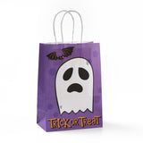 30 pc Halloween Theme Kraft Paper Gift Bags, Shopping Bags, Rectangle, Colorful, Ghost Pattern, Finished Product: 21x14.9x7.9cm