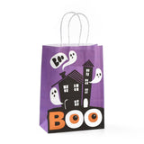 30 pc Halloween Theme Kraft Paper Gift Bags, Shopping Bags, Rectangle, Colorful, Ghost Pattern, Finished Product: 21x14.9x7.9cm
