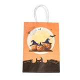 30 pc Halloween Theme Kraft Paper Gift Bags, Shopping Bags, Rectangle, Colorful, Pumpkin Pattern, Finished Product: 21x14.9x7.9cm