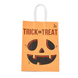 30 pc Halloween Theme Kraft Paper Gift Bags, Shopping Bags, Rectangle, Colorful, Pumpkin Pattern, Finished Product: 21x14.9x7.9cm