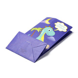 48 pc Kraft Paper Bags, No Handle, Wrapped Treat Bag for Birthdays, Baby Showers, Rectangle with Dinosaur Pattern, Dark Slate Blue, 24x13x8.1cm