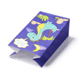 48 pc Kraft Paper Bags, No Handle, Wrapped Treat Bag for Birthdays, Baby Showers, Rectangle with Dinosaur Pattern, Dark Slate Blue, 24x13x8.1cm