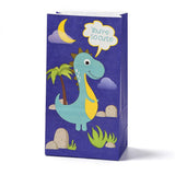 48 pc Kraft Paper Bags, No Handle, Wrapped Treat Bag for Birthdays, Baby Showers, Rectangle with Dinosaur Pattern, Dark Slate Blue, 24x13x8.1cm