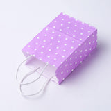 12 pc kraft Paper Bags, with Handles, Gift Bags, Shopping Bags, Rectangle, Polka Dot Pattern, Purple, 15x11x6cm