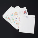 5 Set 24Pcs 4 Styles Thank You Paper Bags, with 2 Sheets Stickers, for Thanksgiving Day Gift Wrapping, Floral Pattern, Bag: 17.5x12.7x0.03cm, 6pcs/style
