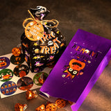 5 Bag 12Pcs 4 Styles Halloween Theme Paper Bag, with 12Pcs Round Dot Stickers, for Halloween Party Decoration, Mixed Color, Bag: 9x5.5x17.8cm, 3pcs/style