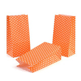 100 pc Kraft Paper Bags, No Handles, Storage Bags, White Polka Dot Pattern, Wedding Party Birthday Gift Bag, Orange, 17.8x9x6.2cm
