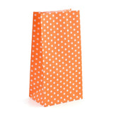 100 pc Kraft Paper Bags, No Handles, Storage Bags, White Polka Dot Pattern, Wedding Party Birthday Gift Bag, Orange, 17.8x9x6.2cm