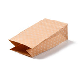 100 pc Rectangle Kraft Paper Bags, None Handles, Gift Bags, Polka Dot Pattern, BurlyWood, 9.1x5.8x17.9cm