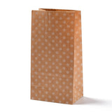 100 pc Rectangle Kraft Paper Bags, None Handles, Gift Bags, Polka Dot Pattern, BurlyWood, 9.1x5.8x17.9cm
