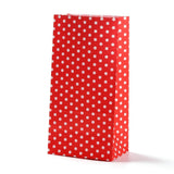 100 pc Rectangle Kraft Paper Bags, None Handles, Gift Bags, Polka Dot Pattern, Orange Red, 9.1x5.8x17.9cm