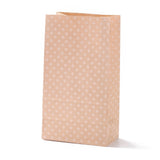 100 pc Rectangle Kraft Paper Bags, None Handles, Gift Bags, Polka Dot Pattern, BurlyWood, 13x8x24cm