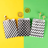 1 Bag 120Pcs 3 Patterns Kraft Paper Bags, No Handles, for Food Storage Bags, with Polka Dot/Stripe/Wave Pattern, 40pcs/pattern