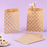 1 Bag 100Pcs 4 Patterns Eco-Friendly Kraft Paper Bags, No Handles, for Food Storage Bags, Gift Bags, Shopping Bags, with Diagonal Stripe/Star/Polka Dot/Wave Pattern, 18x13cm, 25pcs/pattern