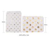 1 Bag 100Pcs 4 Patterns Eco-Friendly Kraft Paper Bags, No Handles, for Food Storage Bags, Gift Bags, Shopping Bags, with Diagonal Stripe/Star/Polka Dot/Wave Pattern, 18x13x0.01cm, 25pcs/pattern