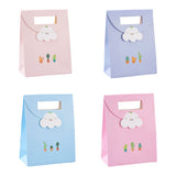 1 Bag Magibeads 20Pcs 4 Colors Rectangle Paper Flip Gift Bags, with Handle & Clouds & Cactus Pattern, Shopping Bags, Mixed Color, 12.3x6x16.1cm, 5pcs/color